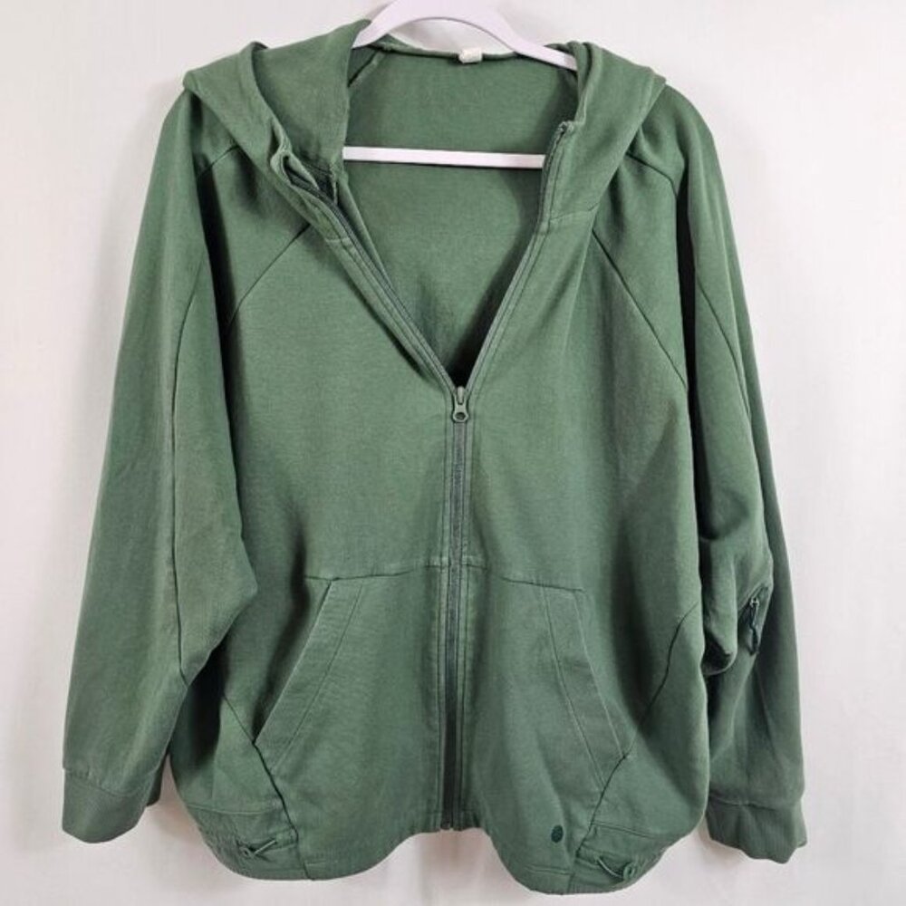 Zella Zip Up Hoodie In Forest Green - XL
